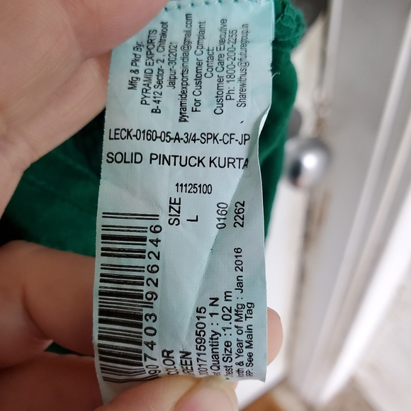 3/$30 Srishti 3/4 Sleeve Cotton Top - Picture 5 of 8